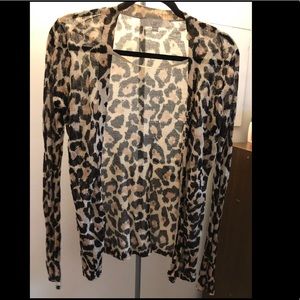Ann Taylor LOFT Animal Print Open Cardigan